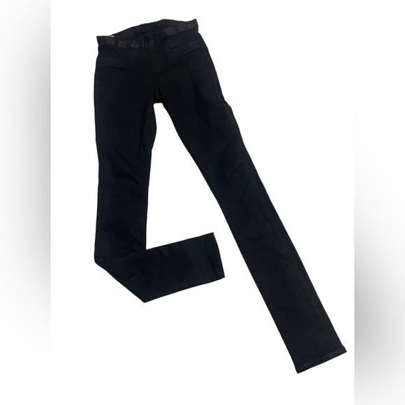 HELMUT LANG Black Coated Waxed Pull On Jegging Jeans Sz 24 - Picture 1 of 8